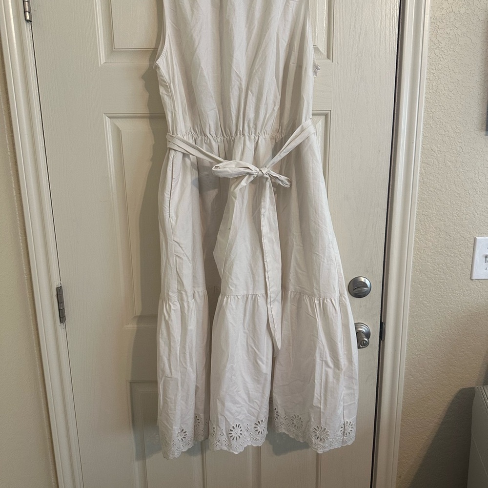 Ava & Viv Cream Dress with Eyelet hem